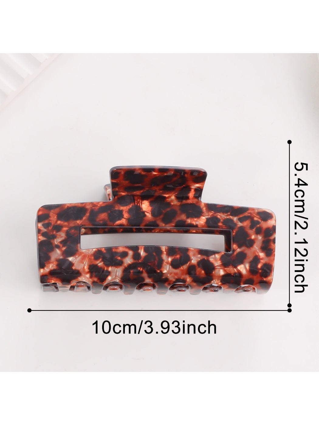 Beau - Leopard Print Square Openwork Claw Clip