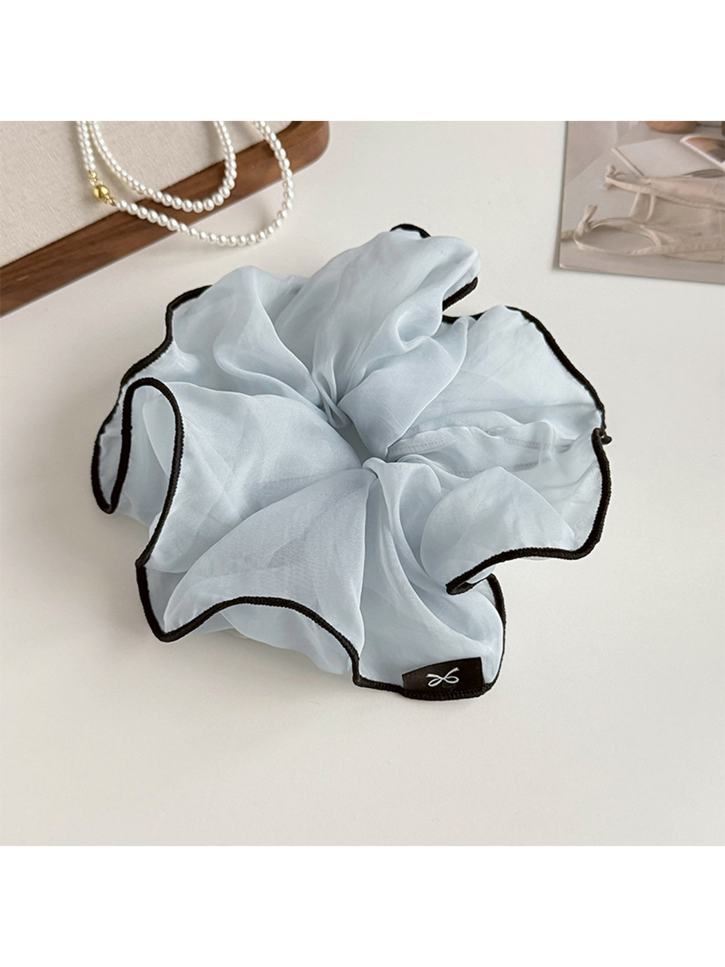 Gifty - Contrast Trim Organza Hair Scrunchie