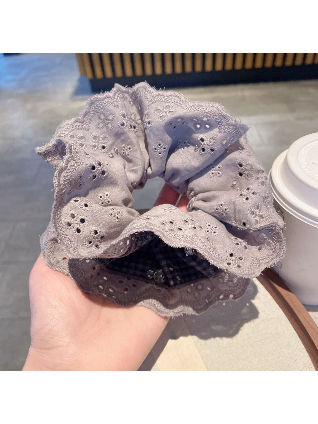Gifty - Fashion Forward Lace Plaid Scrunchie