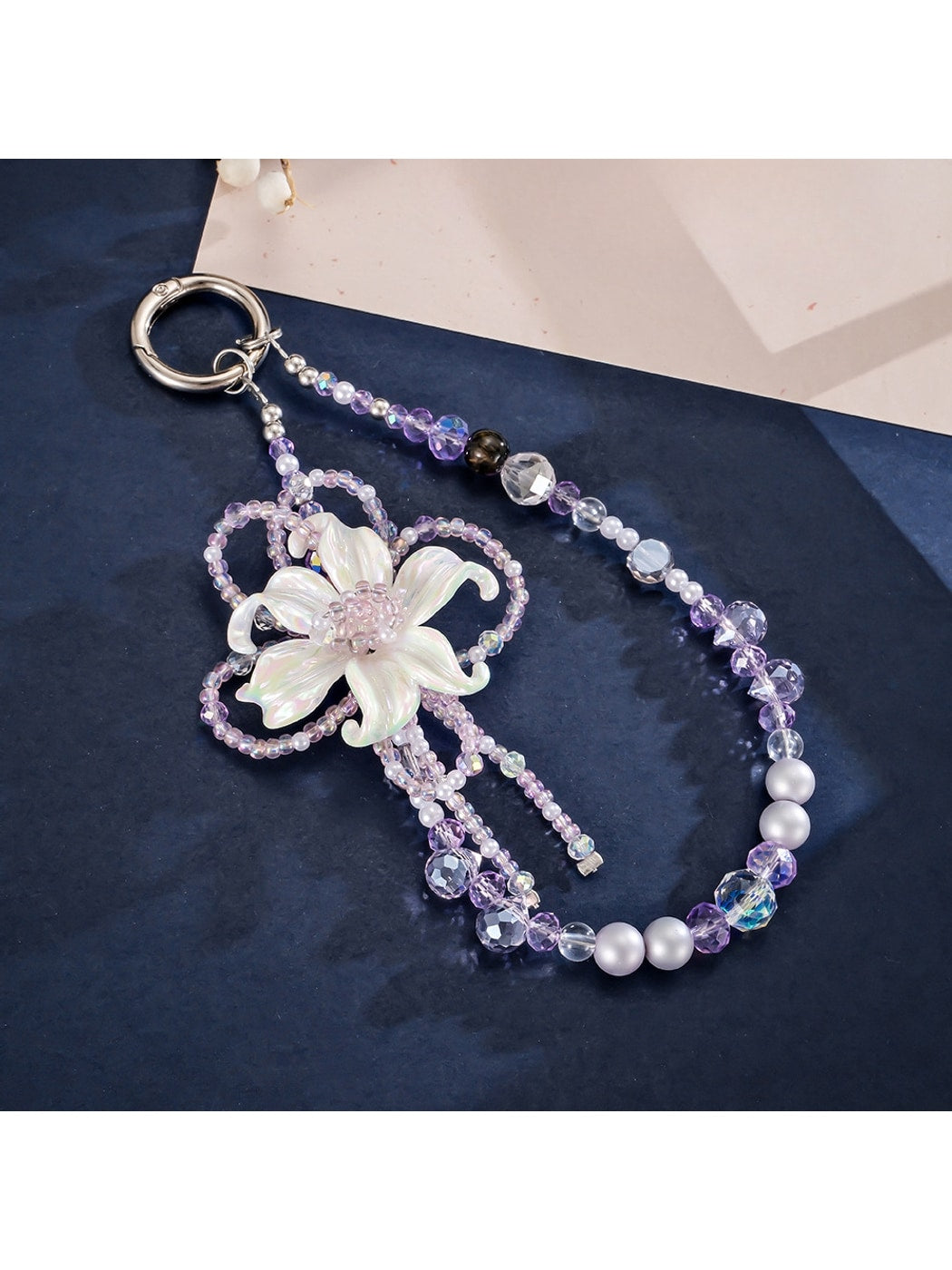 Keypus - Sculpted Iris Flower Beaded Bag Charm Keychain