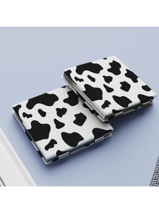 Mirroray - Black and White Cow Pattern Square Mirror