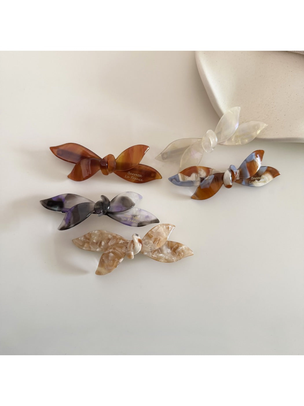 Top view of Beau retro bow hair clip highlighting bow shape and pattern