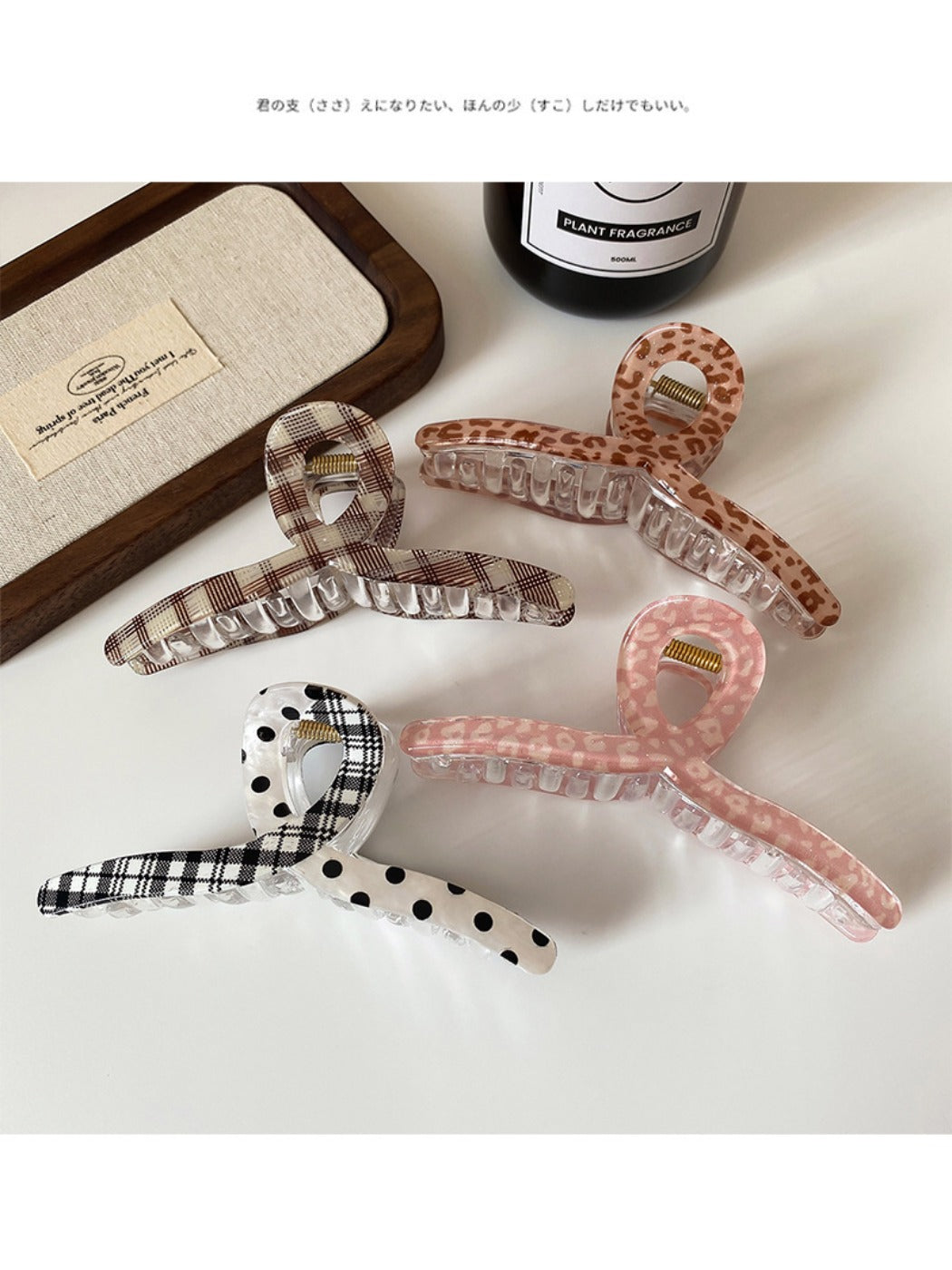 Beau - Plaid Leopard Polka Dot Hair Claw Clip