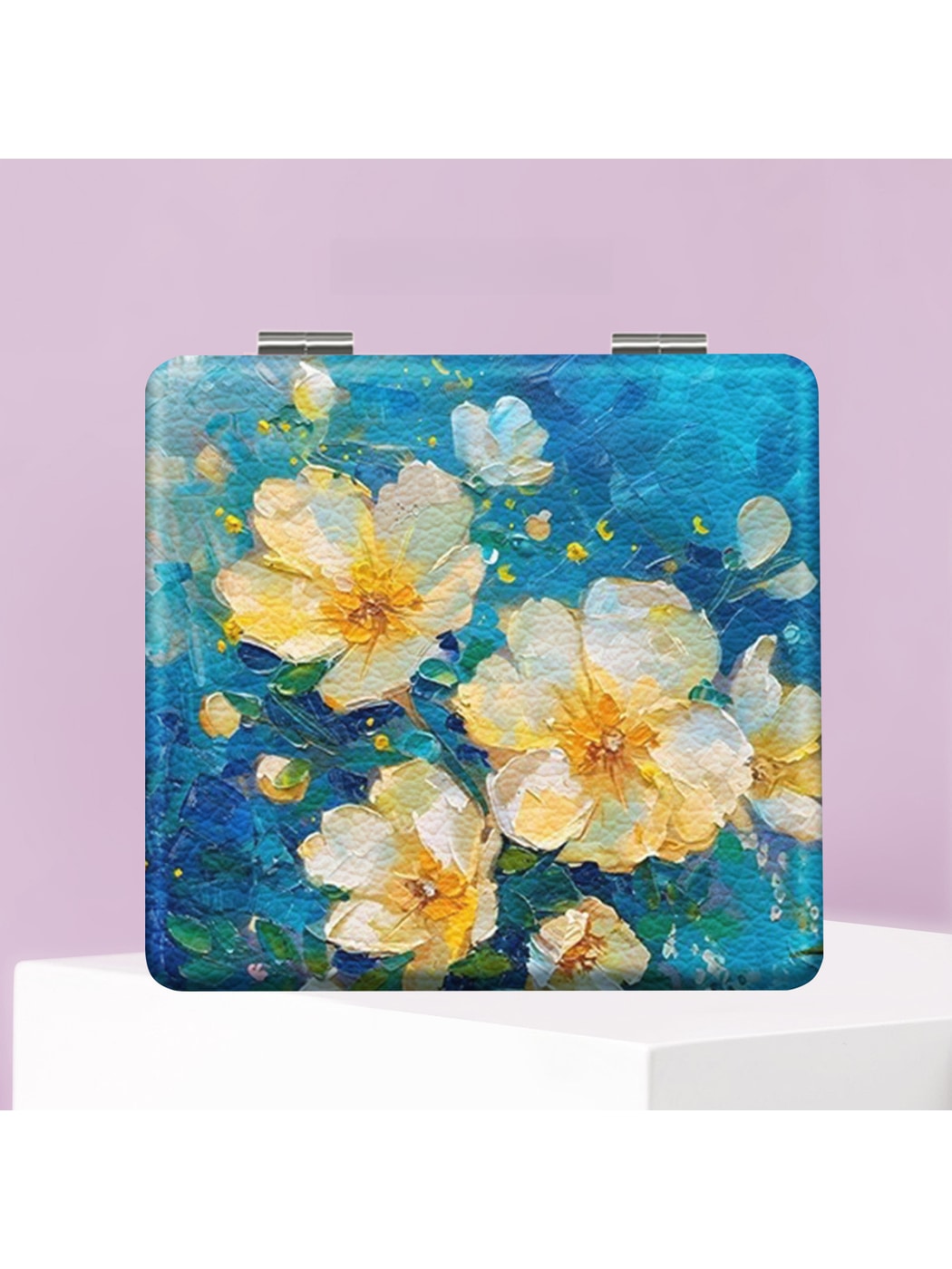 Mirroray - Square Floral Pattern Foldable Compact Mirror
