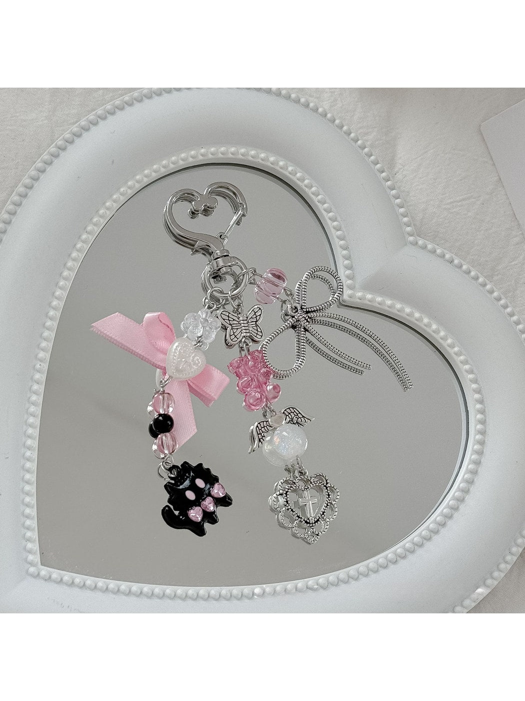 Keypus - Heart Clip Cat Bow Bag Charm Keychain