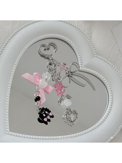 Keypus - Heart Clip Cat Bow Bag Charm Keychain