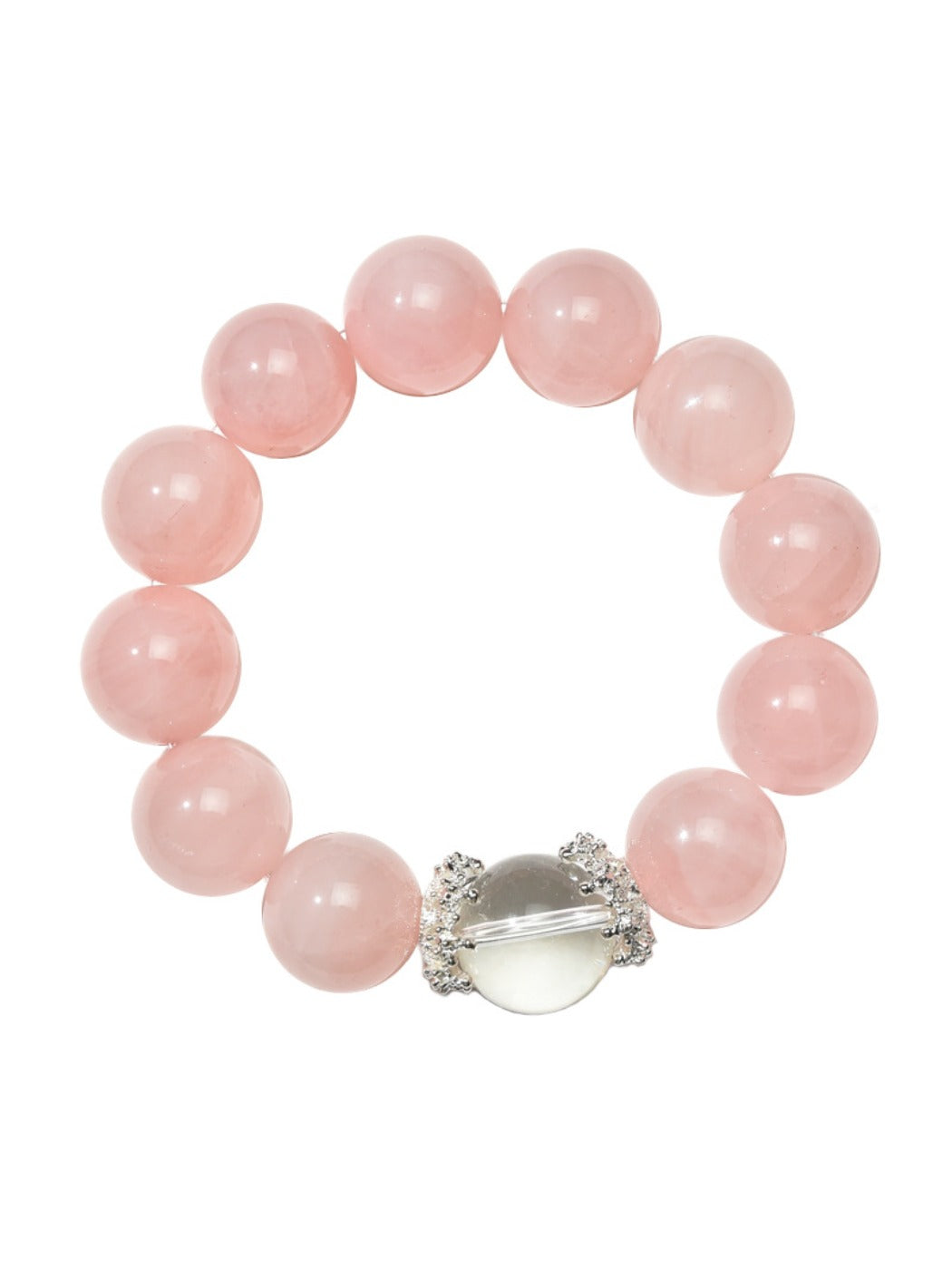 Lovra pink beaded crystal bracelet worn on wrist with soft lighting