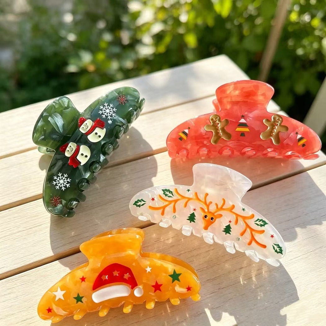 Beau - Christmas Theme Acetate Claw Clip