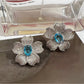 Earedge - Floral Synthetic Zircon Plated Alloy Stud Earrings