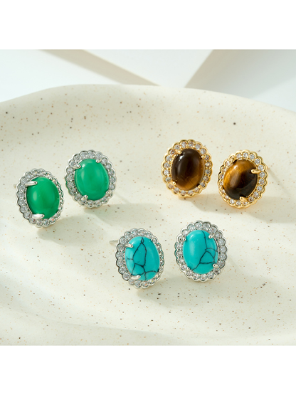 Earedge - Vintage Oval Geometric Alloy Stud Earrings