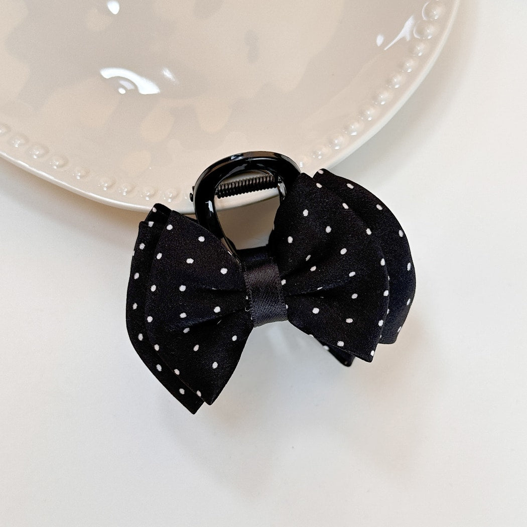 Beau - Polka Dot Bow Plastic Claw Clip
