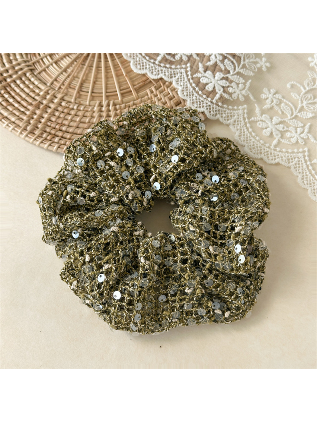 Gifty - High Elastic Textured Sequin Hair Scrunchie