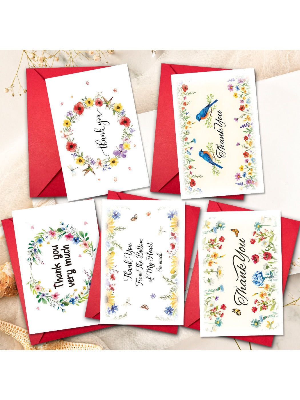 Carduria - Artistic Floral Thank You Greeting Card