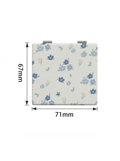 Mirroray - Simple Blue Floral Print Makeup Mirror