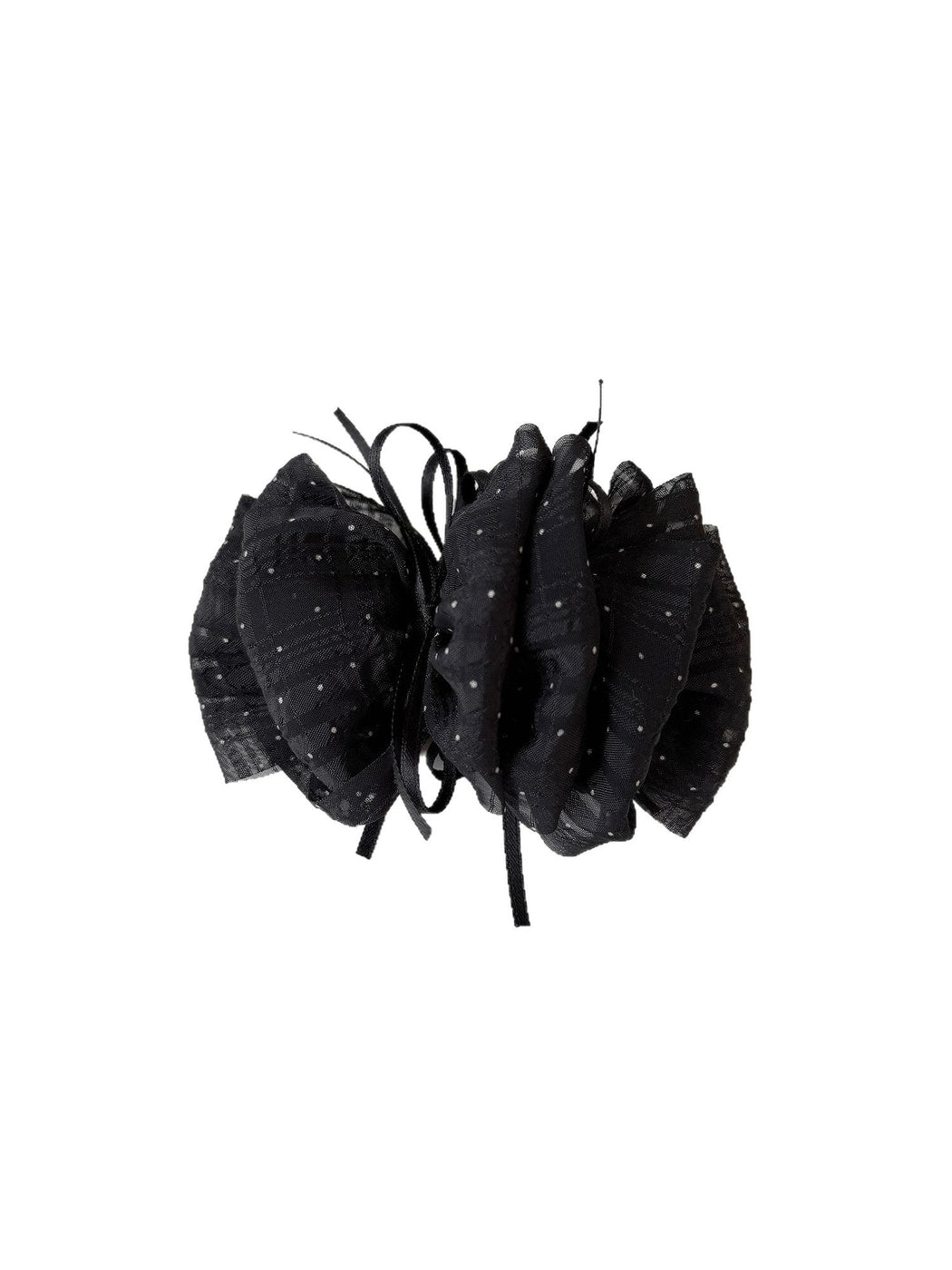 Beau - Polka Dot Mesh Bow Ruffled Banana Clip
