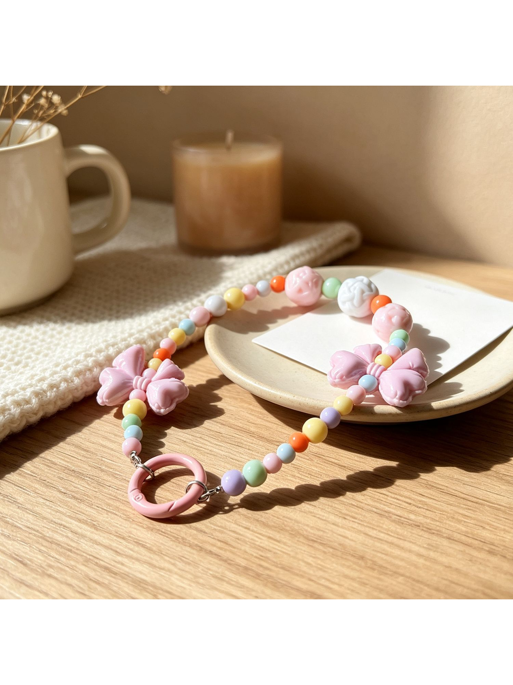 Keypus - Acrylic Bow Beaded Bag Charm Keychain