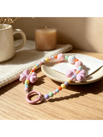 Keypus - Acrylic Bow Beaded Bag Charm Keychain