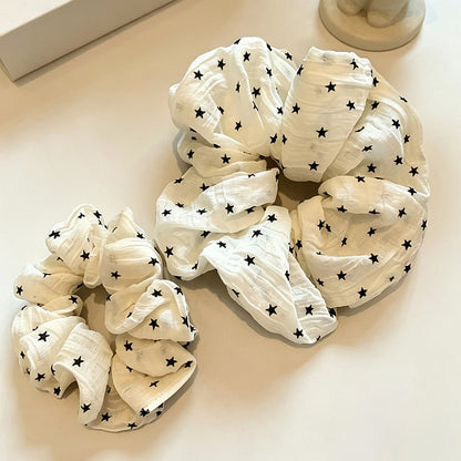 Gifty - Star Print Textured Polyester Fabric Scrunchie