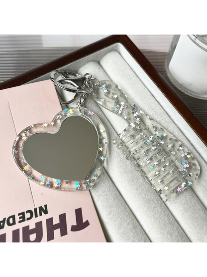 Keypus - Heart Mirror Comb Keychain