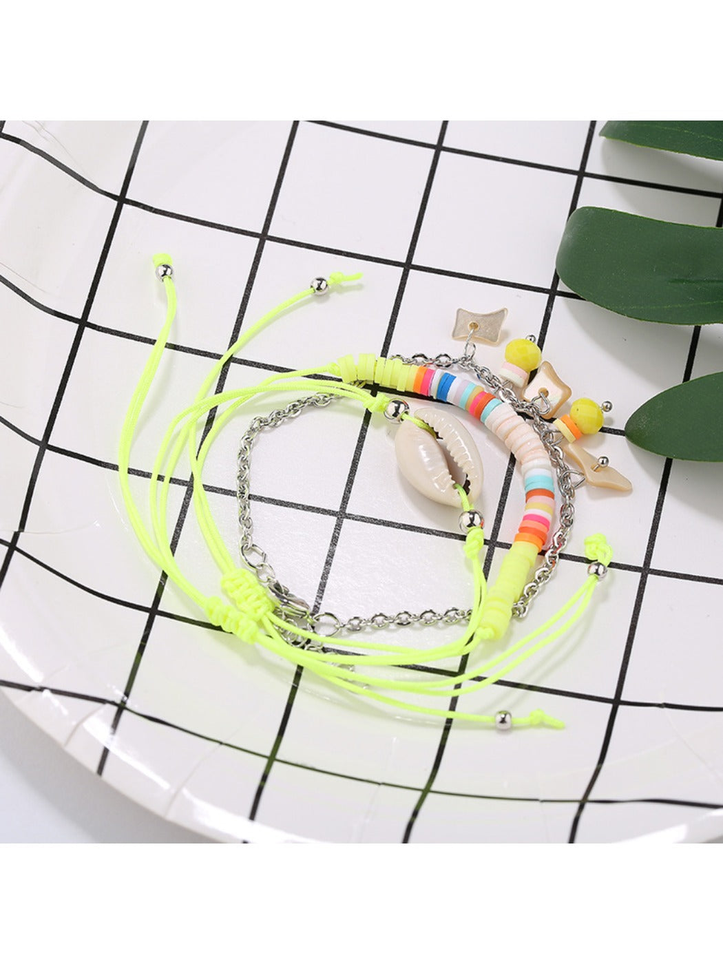 Side view of Lovra Earedge Ocean Style multi-row bracelet showing clasp and bead arrangement