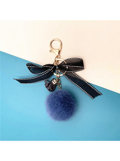 Keypus - Lace Bow Pompom Bag Charm Keychain