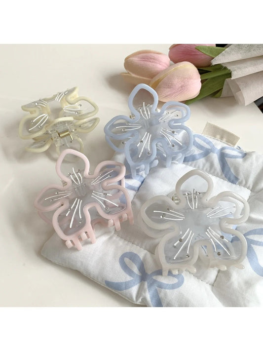 Beau - Iridescent Transparent Flower-Shaped Hair Clip