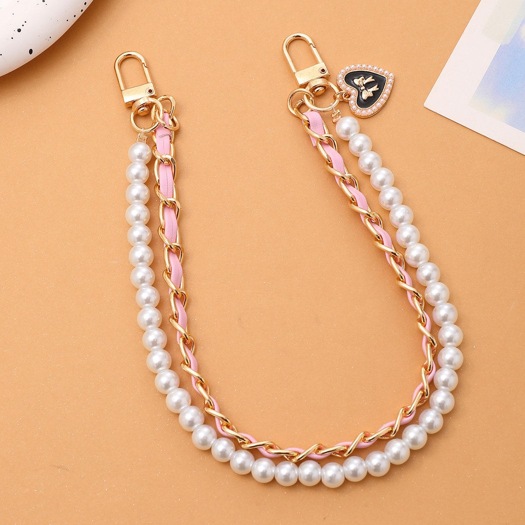 Keypus - Double Chain Style Heart Pendant Bag Charm