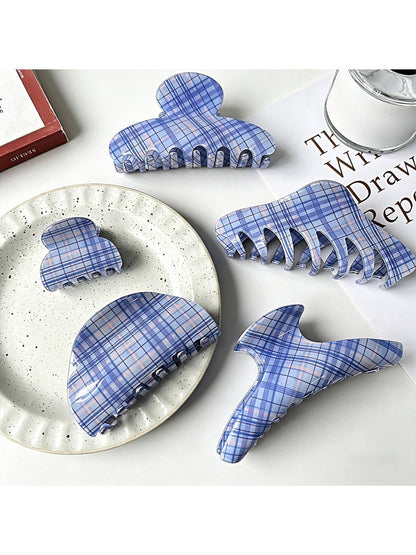 Beau - Glossy Plaid Acetate Hair Claw Clip