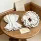 Gifty - Floral Lace Trim Oversized Ruffle Scrunchie