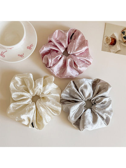 Gifty - Satin Finish Polka Dot Polyester Scrunchie
