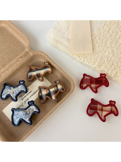 Beau - Plaid Pony-Shaped Side Hair Clip