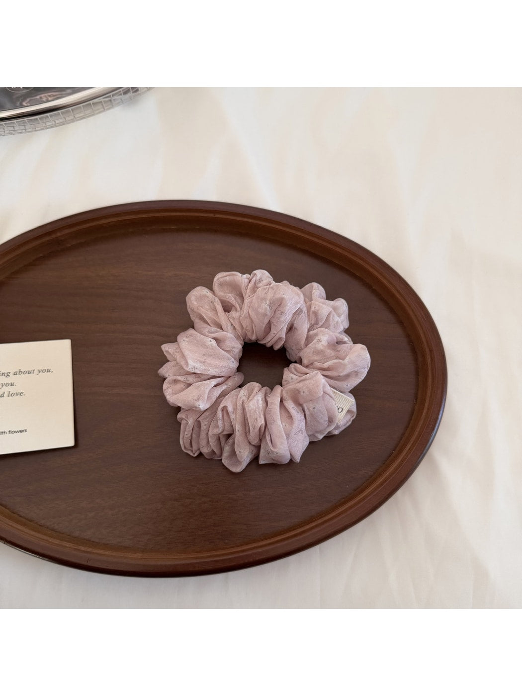 Gifty - Floral Print Polyester Ruffled Scrunchie