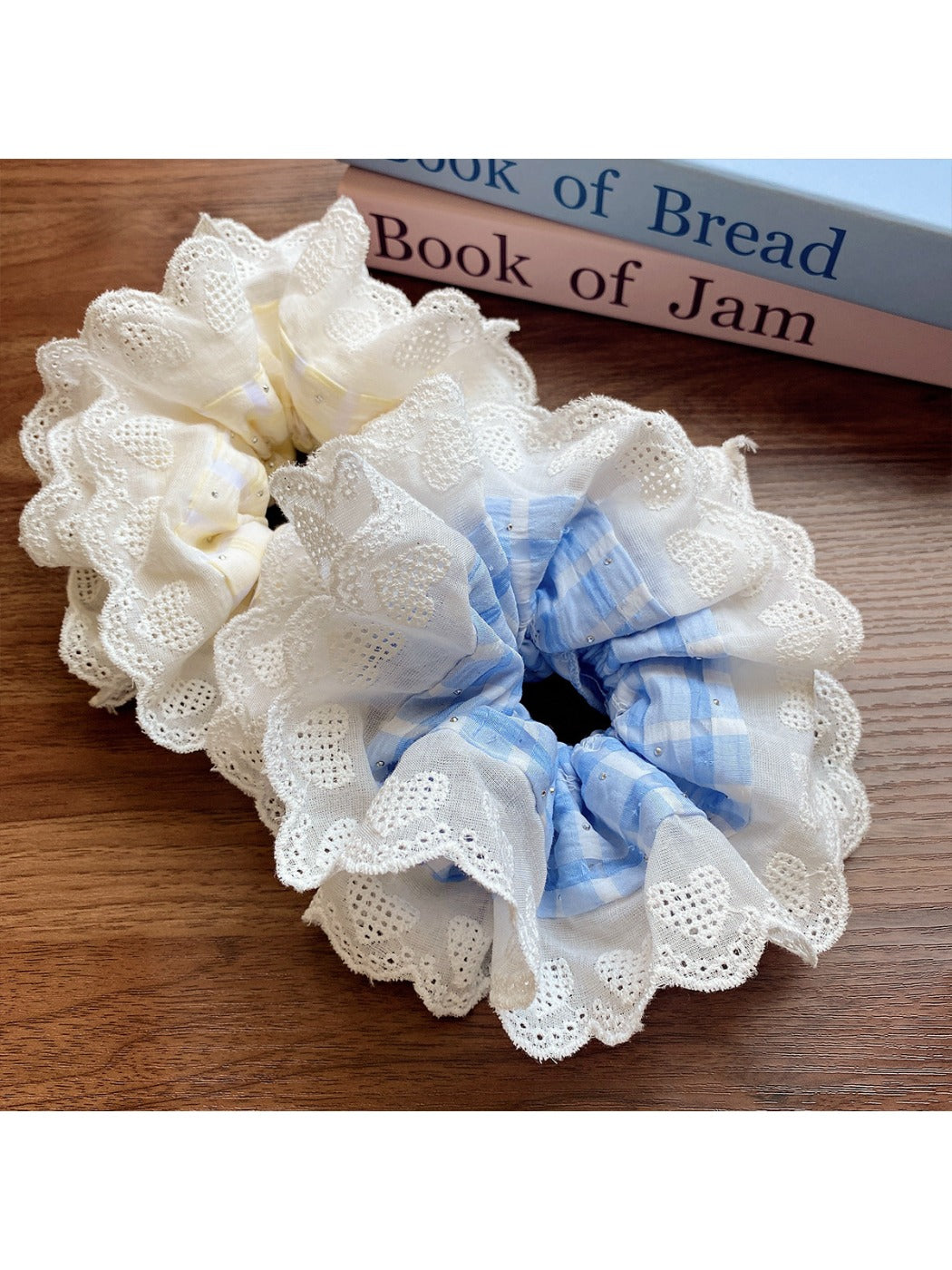 Gifty - Double Layer Plaid Trim Scrunchie