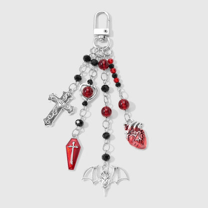 Keypus - Halloween Bat Cross Heart Charm Keychain