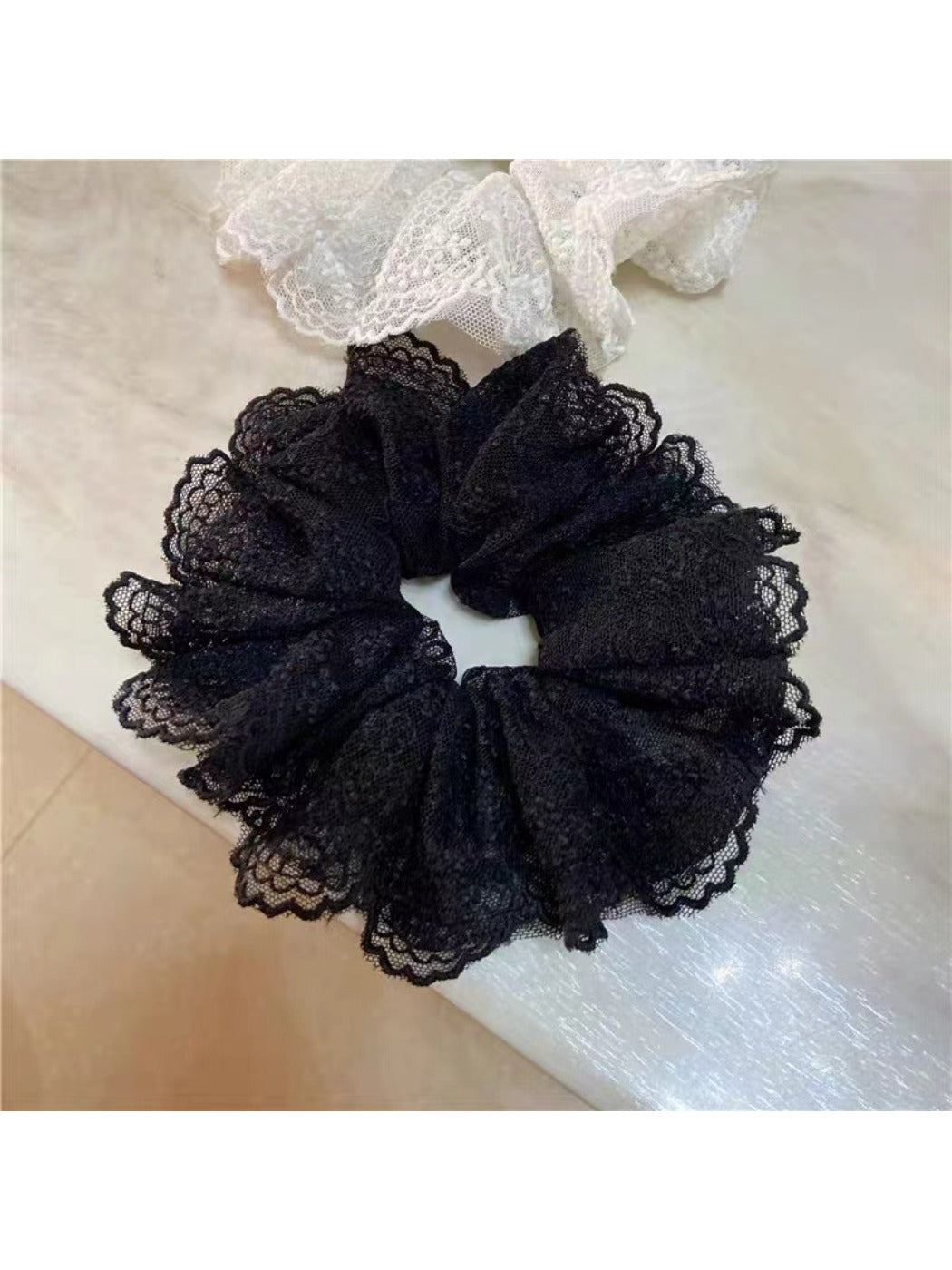 Gifty - Vintage Lace-Embellished Scrunchie