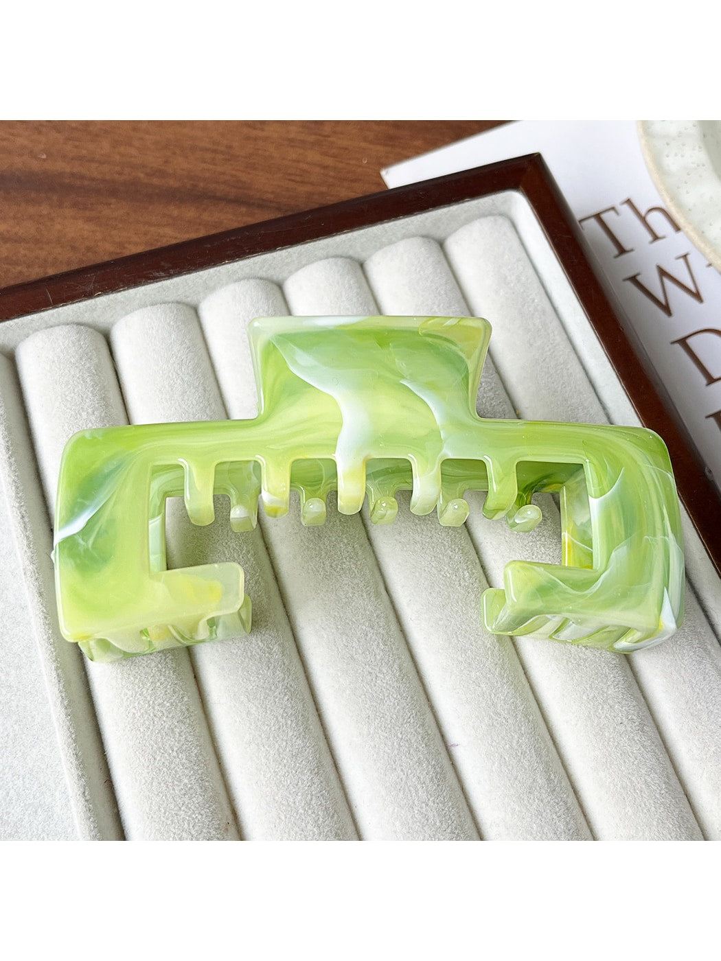 Beau - Open Square Marbled Finish Hair Claw Clip