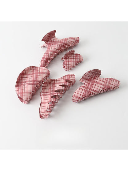 Beau - Pink Checkered Multi Shape PVC Claw Clip