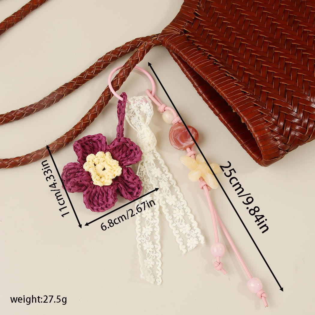Keypus - Bohemian Floral Bead Bag Pendant Keychain