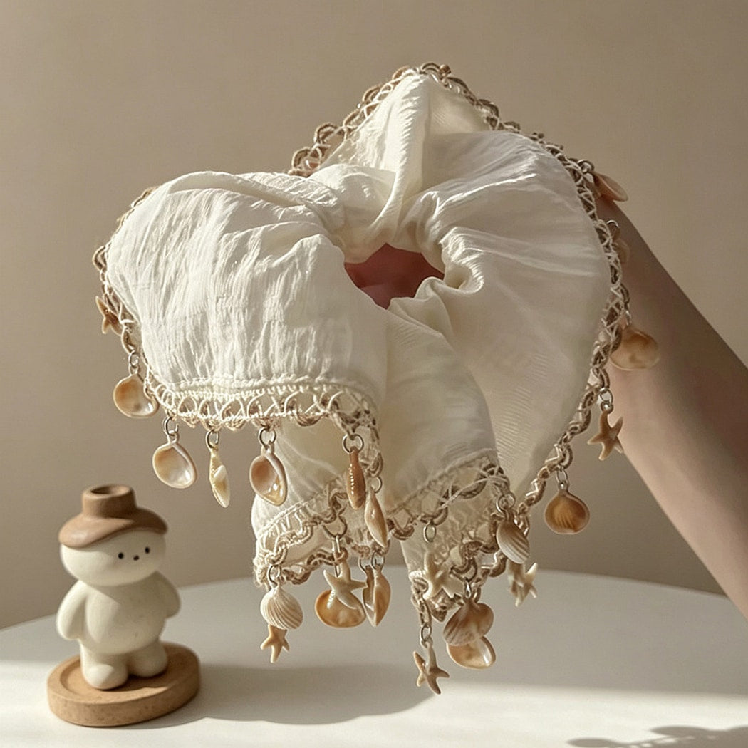 Gifty - Geometric Square Scarf Tassel Scrunchie
