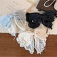 Beau - Polka Dot Ribbon Bow Lace Trim Hair Clip