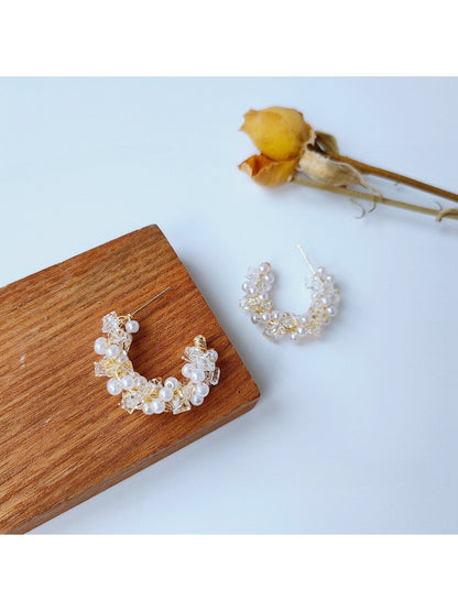 Earedge - Tiny Beaded Circle Earrings Delicate