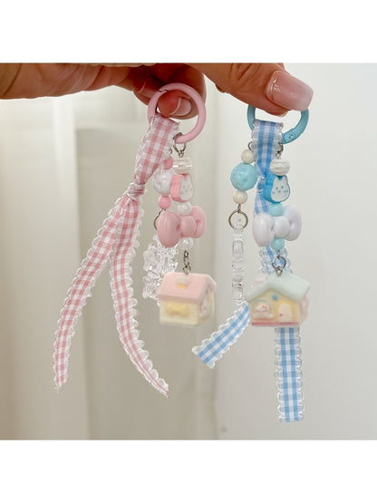 Keypus - Plaid Ribbon House Bag Pendant Keychain