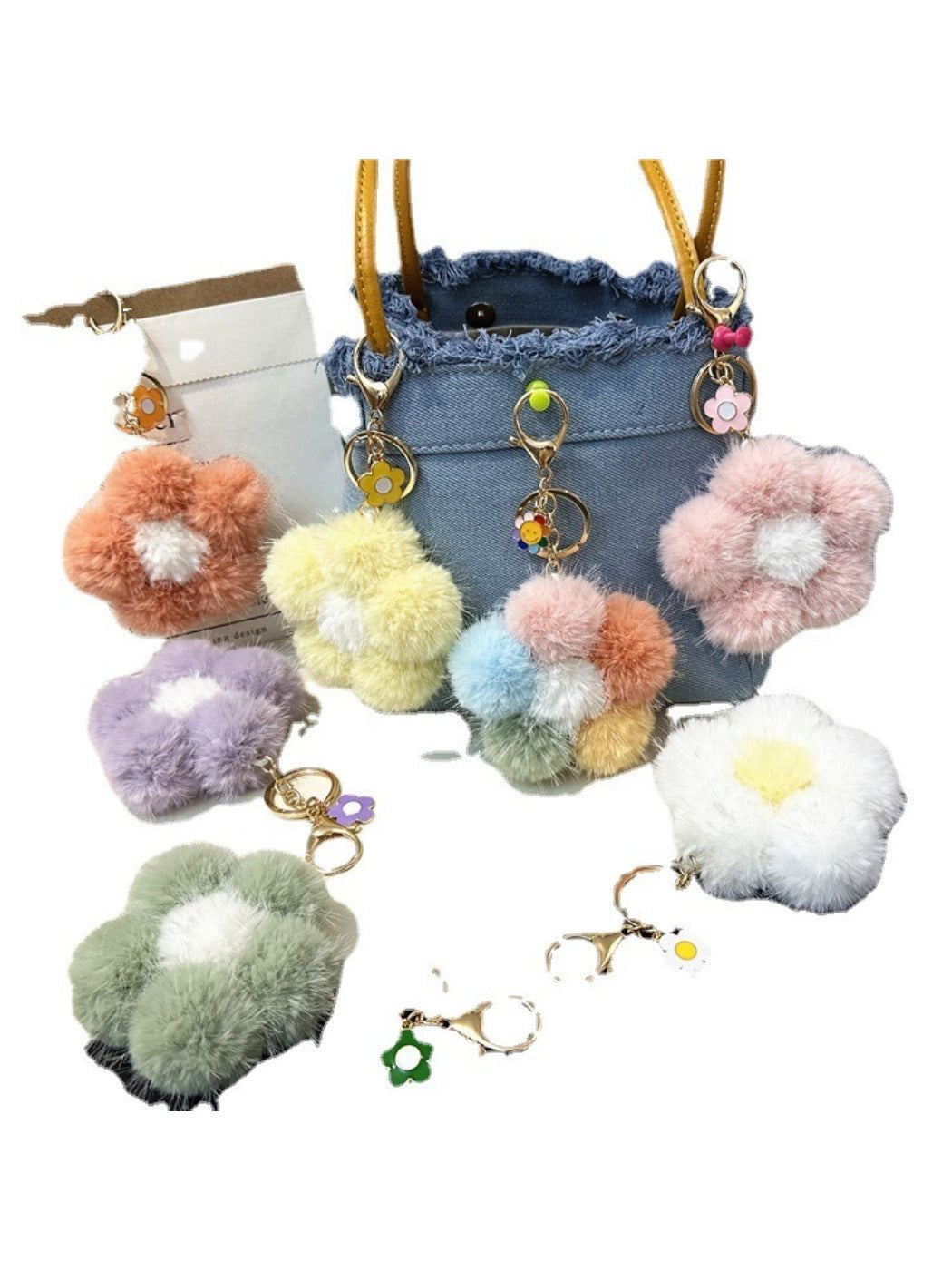 Keypus - Colorful Plush Flower Bag Charm Keychain