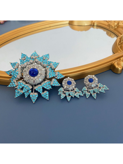 Brovia - Vintage Snowflake Alloy Brooch Earrings