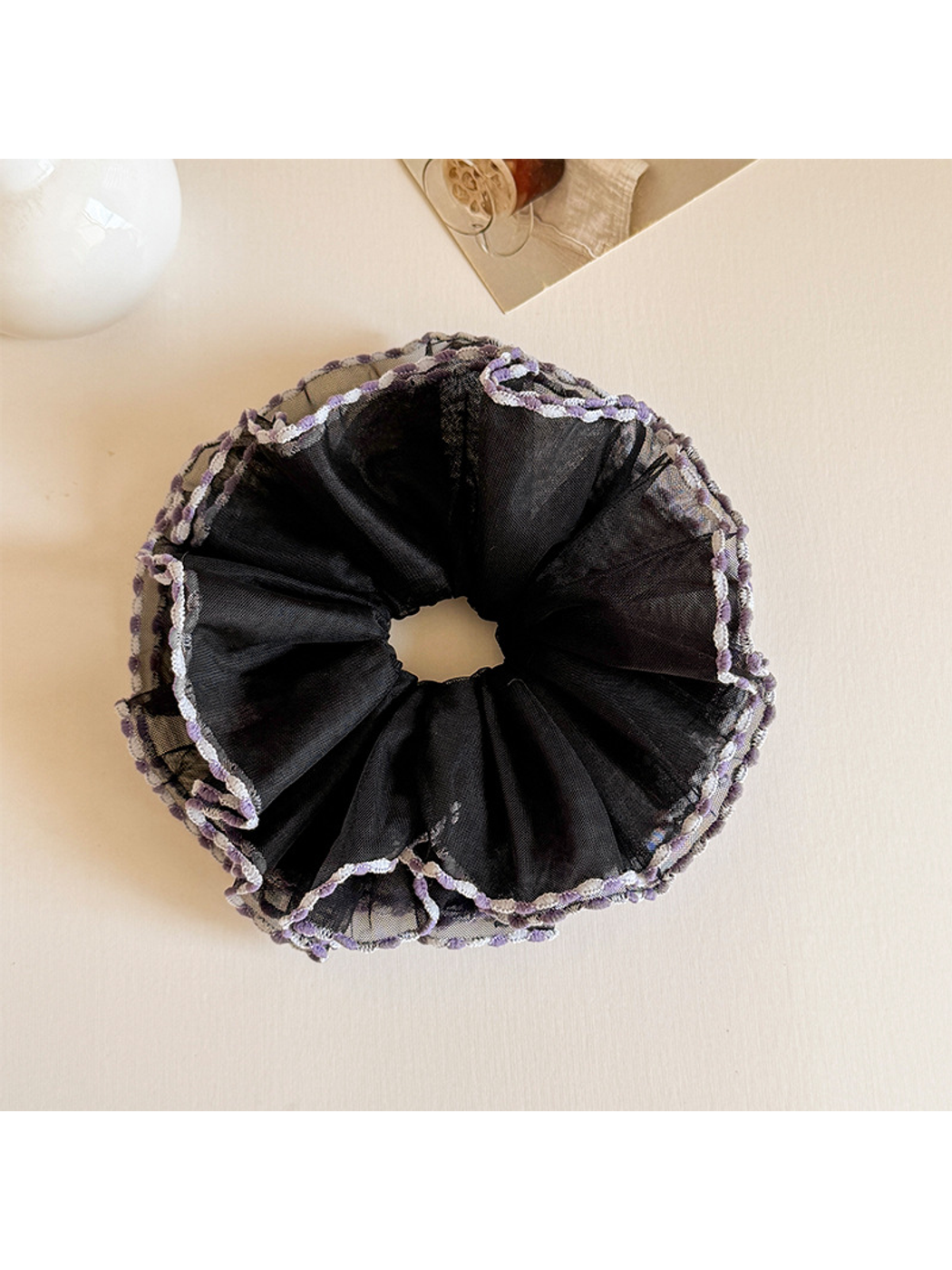 Gifty - Layered Mesh Contrast Trim Hair Scrunchie