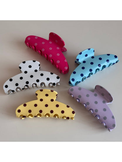 Beau - Polka Dot Fan Shape Resin Claw Clip