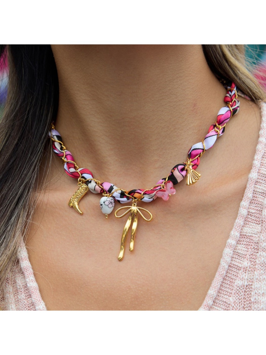 Earedge - Bohemian Ribbon Pendant Necklace