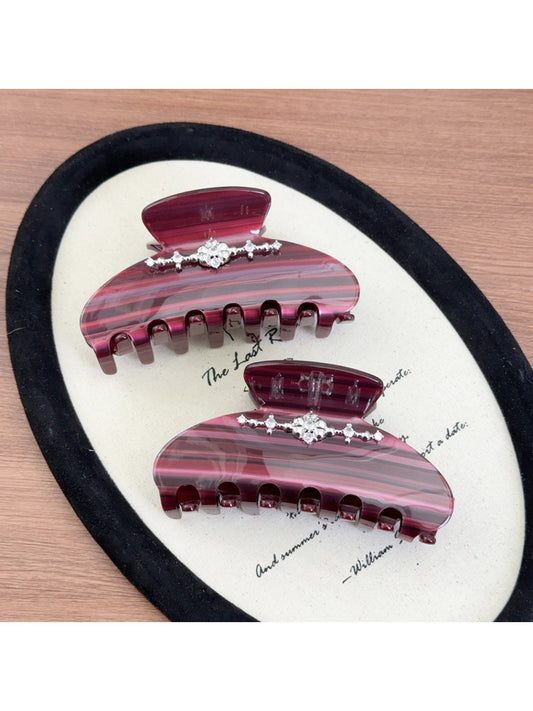 Beau - Striped Half Circle Hair Claw Clip