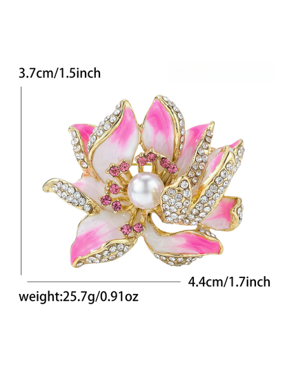 Brovia - Enamel Lotus Flower Alloy Brooch Pendant