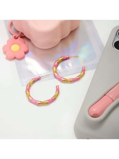 Earedge - Sweet Bicolor C-Hoop Earrings